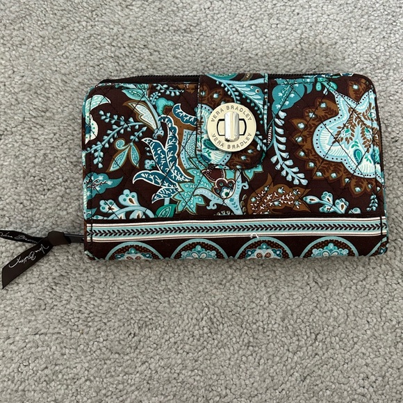 Vera Bradley Handbags - Vera Bradley Brown and Blue Paisley Wallet